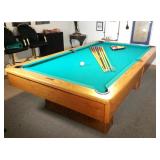 Olhausen, Oak 8" Pool Table, Balls, Sticks, Cover