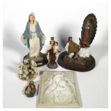 Lot of Assorted Religious Statues, Plaque