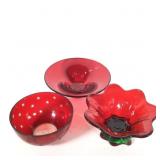 (3) Pieces of Ruby Red Glass