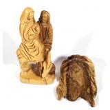 (2) pc Wood Carved Religious Figures