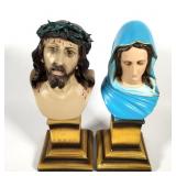 Pair of 13" Religious Plaster Busts, Italy