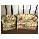 Floral Chair and Loveseat