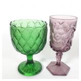 Green and Purple Glass Goblets