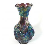 Imperil Carnival Glass Vase, Loganberry