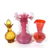 Spangled Silver Vase, Pitcher and Amber Glass