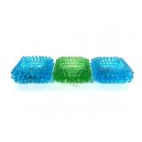 (2) Blue and (1) Green Ashtrays