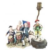 Andre a Figurine and Porcelain Lamp