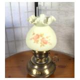 Fenton Painted Custard Glass Accent Lamp
