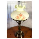 Fenton Lamp with Burmese Glass Decorated Shade
