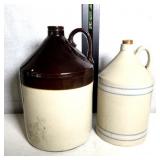 Blue Stripe Jug and Brown and White Jug