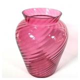Cranberry Swirl Flower Vase