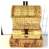 (3) Modern Baskets with Hinged Lids