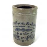 J. Hamilton 1 Quart Stoneware Crock