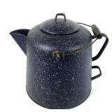 Large Blue Graniteware Coffee Pot
