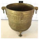 Large Brass Repousse Planter / Firewood Bucket