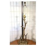 Gilt Metal Woodland  Lamp with Deer and Trees