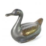 Pewter with Brass Duck Covered Dish