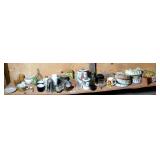 Shelf Lot, Cake Molds, Coffee Pot, Mugs, Glasses