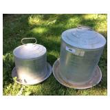 (2) Galvanized Chicken Feedetrs