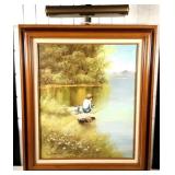 Framed Painting, Boy Fishing