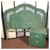 Wicker Headboard and Night Stand