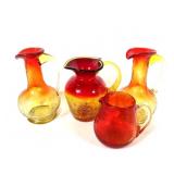 (4) Pieces of Crackle Glass