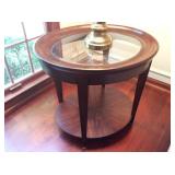 Oval / Beveled Glass, Cherry Finish Lamp Table