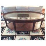 Oval / Beveled Glass, Cherry Finish Coffee Table