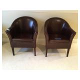 Pair of Brown Leather Club Chairs