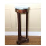 Mahogany Faux Marble Top Plant Stand