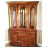 (2) pc Broyhill Solid Cherry Lighted China Cabinet