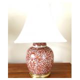 Orange and White Chinoiserie Jar Lamp