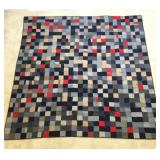 Patchwork and Tied Quilt / Grey, Black and Red