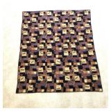 Patchwork Quilt / Black, Tan, Fireflies
