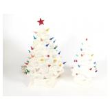 (2) White Ceramic Christmas Trees
