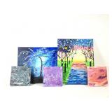 (5) pc Original Paintings on Canvas