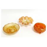 (3) pcs Orange/Merigold Carnival Glass