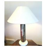 Mid-Century Mirrored Column Lamp with Shade