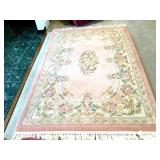 Sculpted Wool Oriental Rug, Rose Color