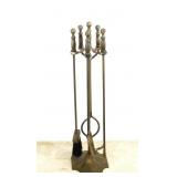 Vintage Adams Brass Fireplace Tool Set