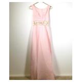 60's Flower Formal Gown, Pink Sz Small