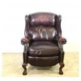 Leather Recliner with Carved Claw Feet