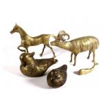 (5) MCM Cast Brass Animals