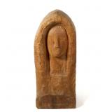 Hand Chiseled Wood Madonna Bust