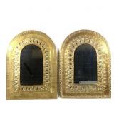 Pair of Brass Frame Moroccan Wall Mirrors