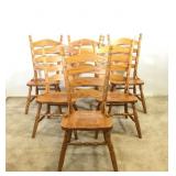 (6) Solid Oak Ladder Back Side Chairs