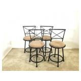 (4) Steel Counter Stools with Upholstered Seats