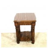 Oak End Table with Pull-Out Tray