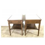Pair of MSM Walnut End Table with Marble Tops