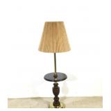 Vintage 80's Oak and Brass Lamp Table